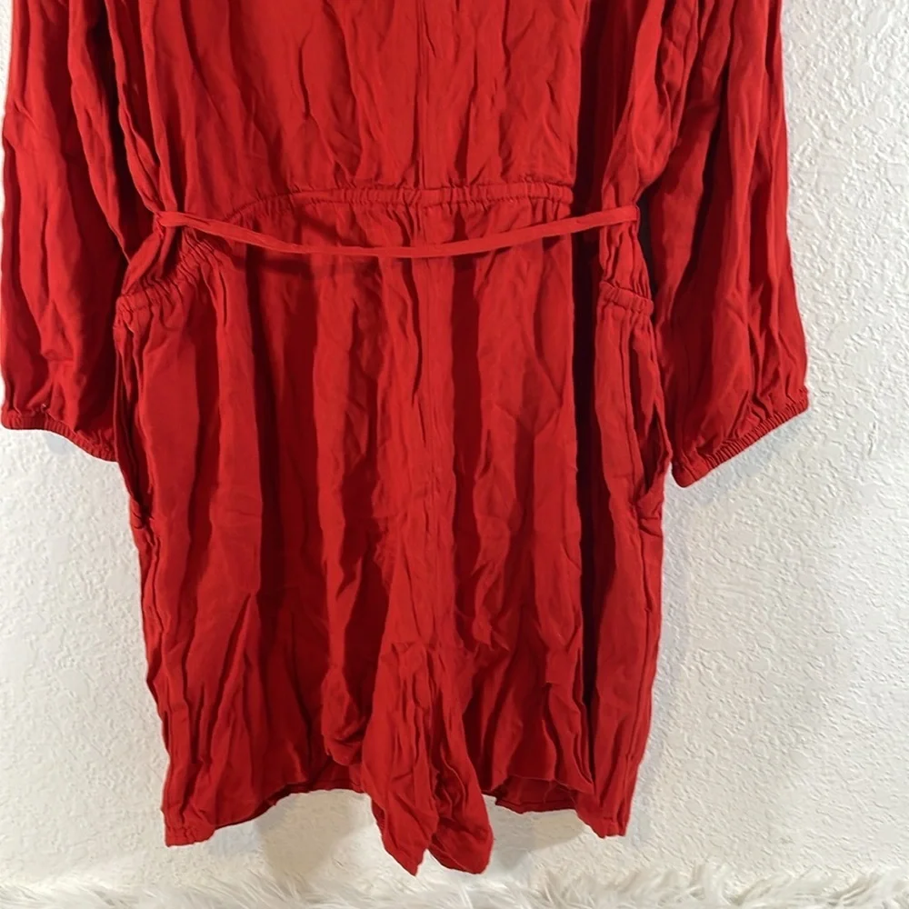 OLD NAVY Black Long Sleeve Embroidered V-neck Romper With Pockets Deep Rose XL - Picture 6 of 9
